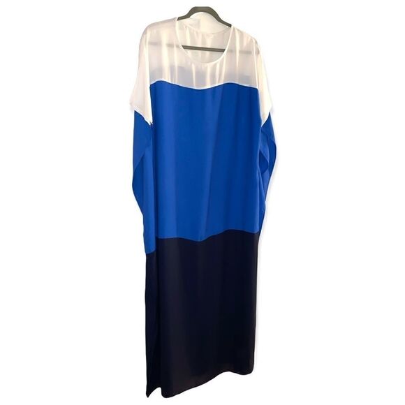 Color block slit maxi dress.  White , royal & navy. Washable,  great for… - Picture 16 of 16